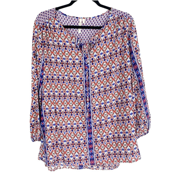 grand & greene Tops - Grand & Green Western Paisley Peasant Boho Blouse